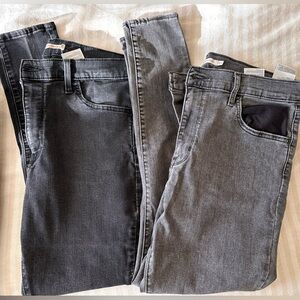 Four-pair Levi's Black/Charcoal Denim Jeans with Logo Patch